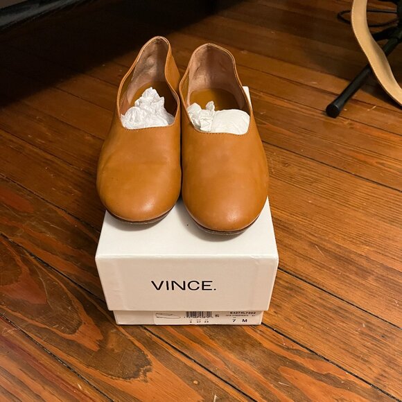 Vince Maxwell Leather Ballet Flats Glove Shoe, Tan, Size 7 - Picture 5 of 8